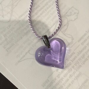 Lalique lavender Heart Pendant Necklace